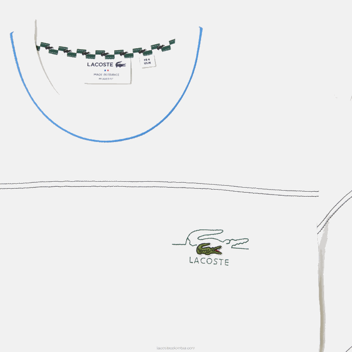 hombres Lacoste 6F24182 blanco 70v playera a rayas de jersey de algodón orgánico