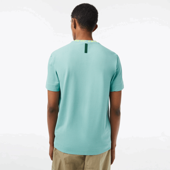 hombres Lacoste 6F24208 verde 3a4 camiseta regular fit con logo en el cuello
