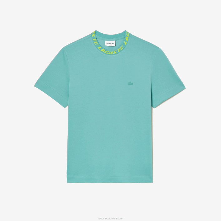 hombres Lacoste 6F24208 verde 3a4 camiseta regular fit con logo en el cuello