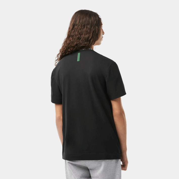hombres Lacoste 6F24209 negro 031 camiseta regular fit con logo en el cuello