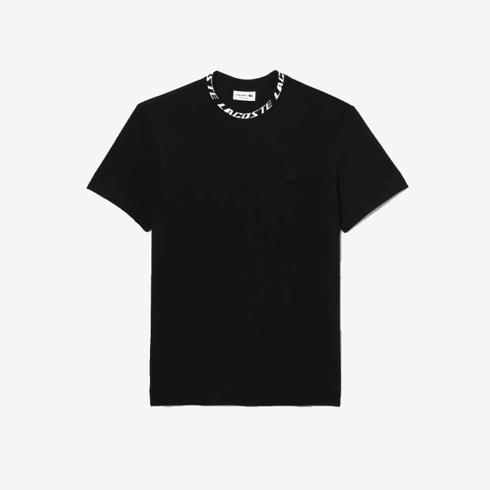 hombres Lacoste 6F24209 negro 031 camiseta regular fit con logo en el cuello