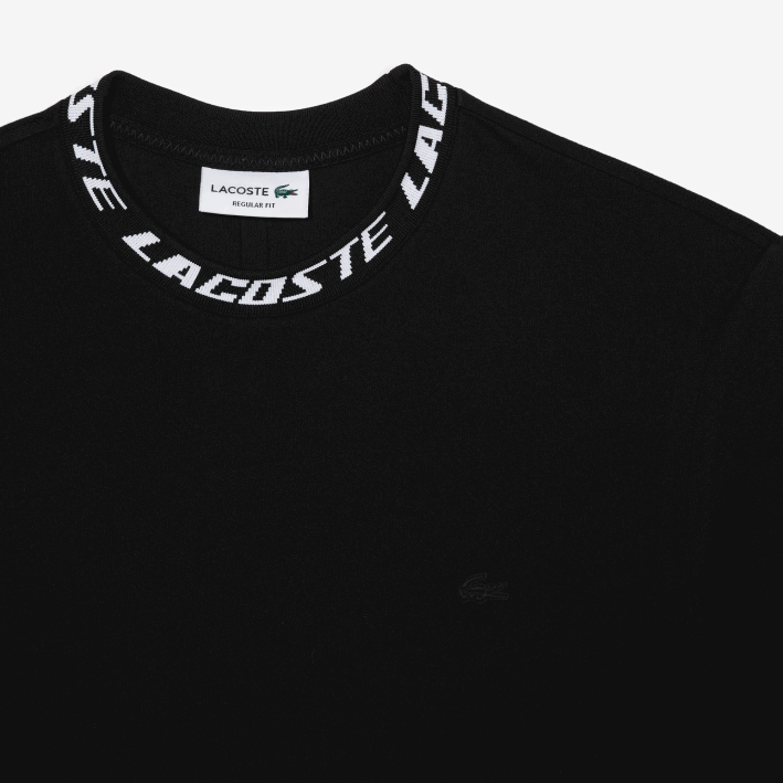 hombres Lacoste 6F24209 negro 031 camiseta regular fit con logo en el cuello