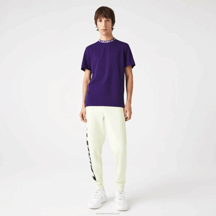 hombres Lacoste 6F24210 púrpura pfn camiseta regular fit con logo en el cuello