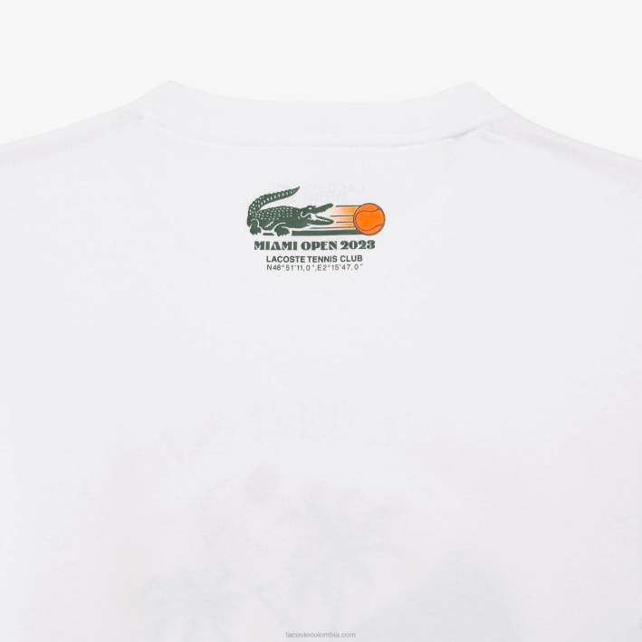 hombres Lacoste 6F24213 blanco 001 camiseta sport miami edición abierta