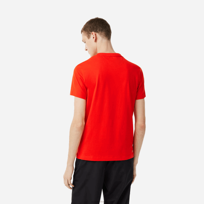 hombres Lacoste 6F24222 rojo s5h camiseta sport regular fit con marca en contraste