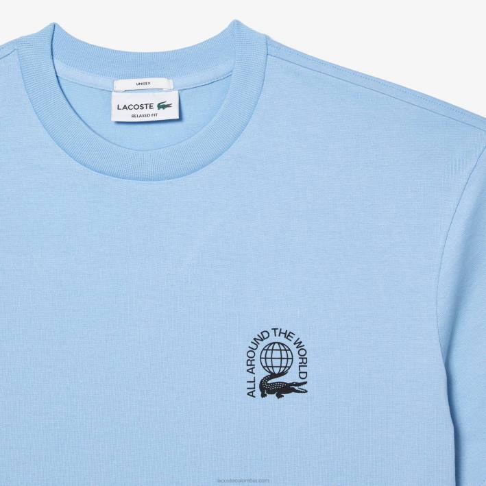hombres Lacoste 6F24225 hbp azul camiseta de corte holgado en punto de algodón orgánico