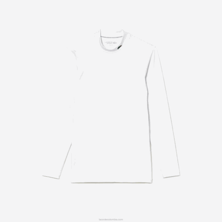 hombres Lacoste 6F24245 blanco 001 camiseta sport manga larga ajustada