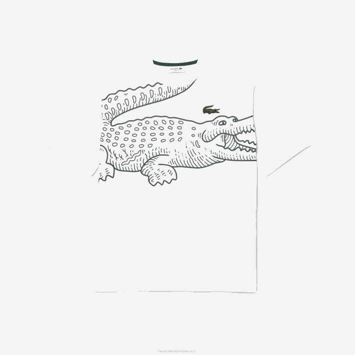 hombres Lacoste 6F24254 blanco 001 camiseta holgada con cuello redondo y estampado de cocodrilo