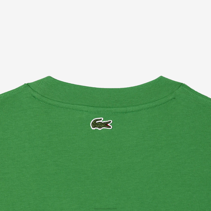 hombres Lacoste 6F24256 verde l94 camiseta holgada con cuello redondo y estampado de cocodrilo