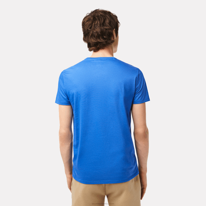 hombres Lacoste 6F2435 kxb azul camiseta de punto de algodón pima con cuello redondo