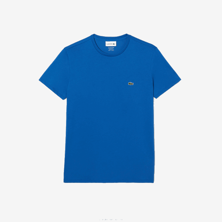 hombres Lacoste 6F2435 kxb azul camiseta de punto de algodón pima con cuello redondo