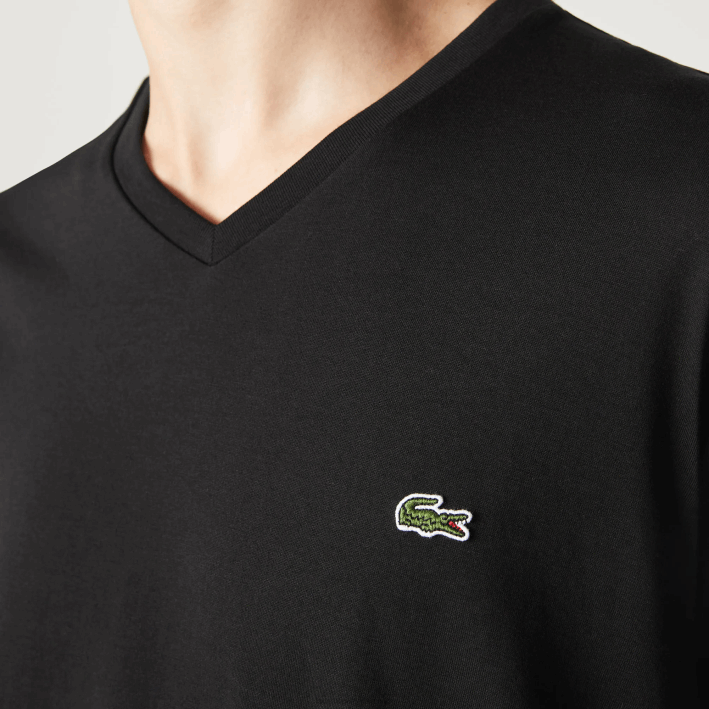 hombres Lacoste 6F2441 negro 031 playera de punto de algodón pima con cuello en V