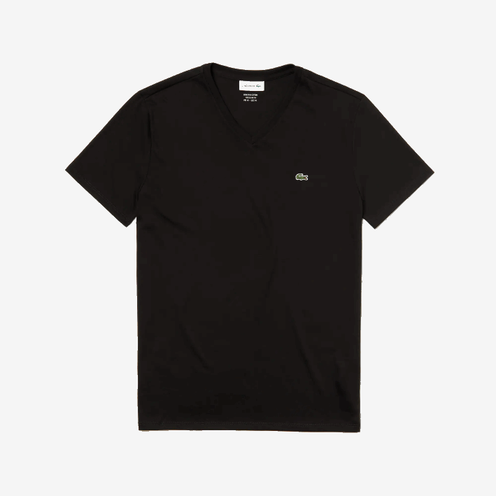 hombres Lacoste 6F2441 negro 031 playera de punto de algodón pima con cuello en V