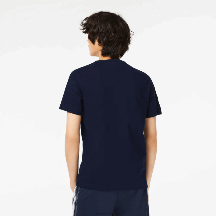 hombres Lacoste 6F2447 azul marino 166 playera regular fit con rayas del logo