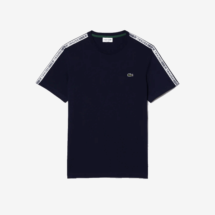 hombres Lacoste 6F2447 azul marino 166 playera regular fit con rayas del logo