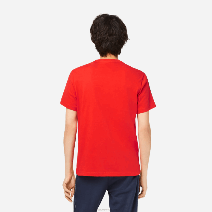 hombres Lacoste 6F2448 rojo s5h playera regular fit con rayas del logo