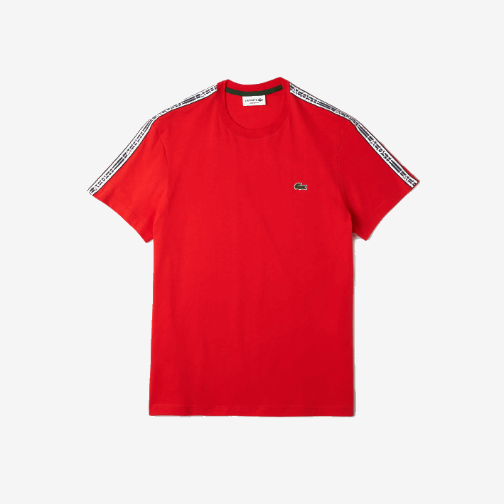 hombres Lacoste 6F2448 rojo s5h playera regular fit con rayas del logo