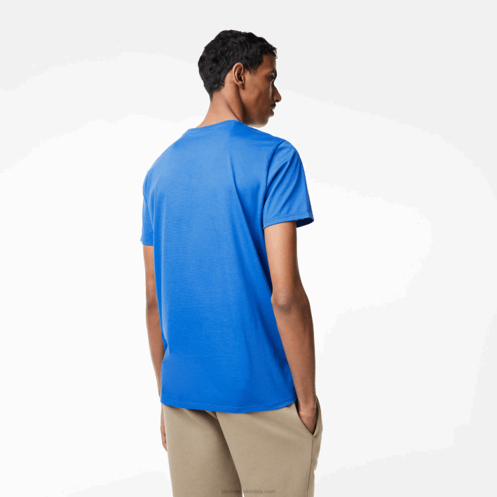 hombres Lacoste 6F2449 kxb azul playera de punto de algodón pima con cuello en V