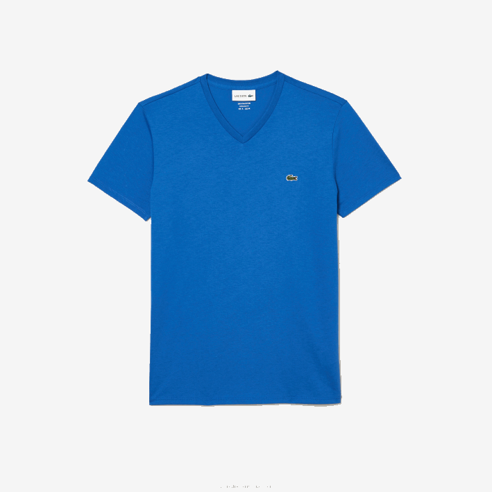 hombres Lacoste 6F2449 kxb azul playera de punto de algodón pima con cuello en V
