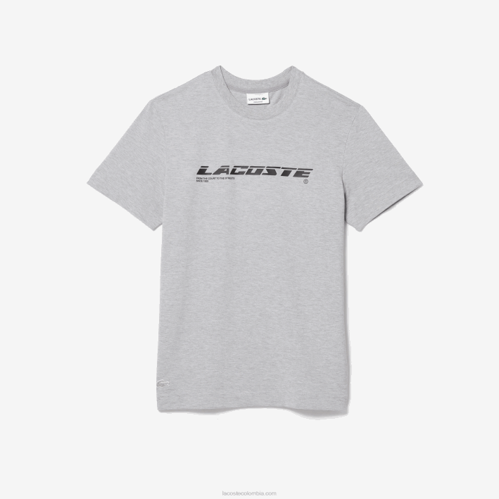hombres Lacoste 6F24561 lomo gris cca playera de piqué regular fit con logo