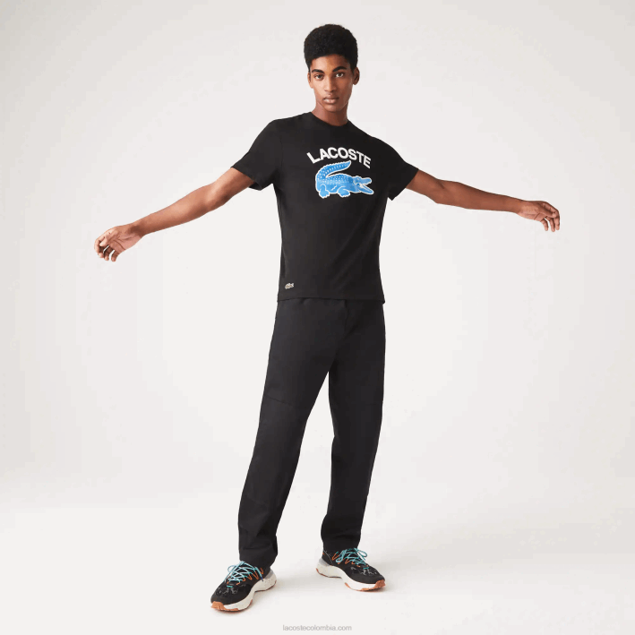 hombres Lacoste 6F24569 negro 031 camiseta regular fit con estampado de cocodrilo xl