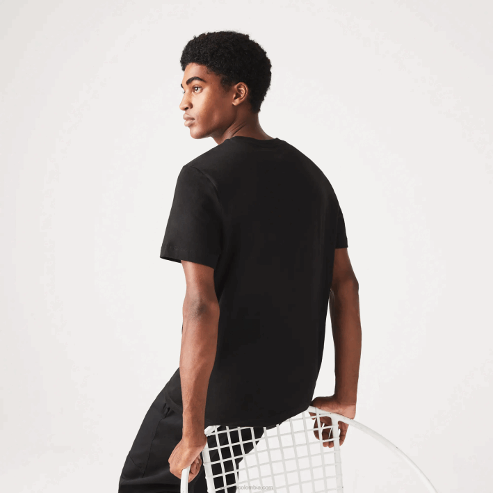 hombres Lacoste 6F24569 negro 031 camiseta regular fit con estampado de cocodrilo xl