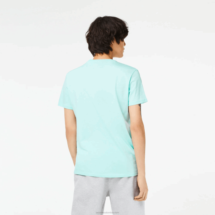 hombres Lacoste 6F2456 menta lgf playera de punto de algodón pima con cuello en V