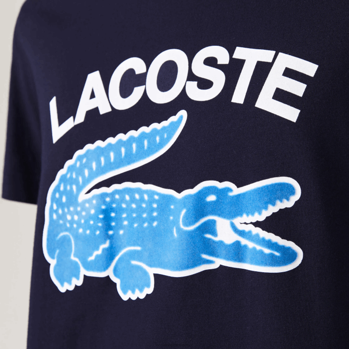 hombres Lacoste 6F24571 azul marino 166 camiseta regular fit con estampado de cocodrilo xl