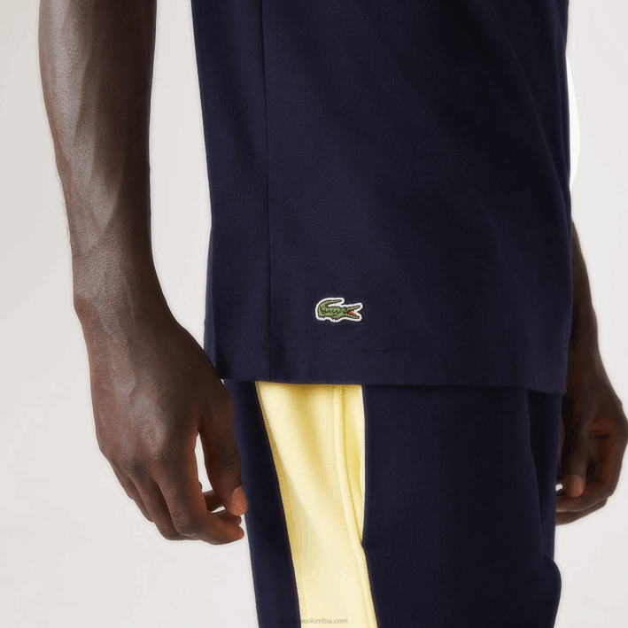 hombres Lacoste 6F24571 azul marino 166 camiseta regular fit con estampado de cocodrilo xl