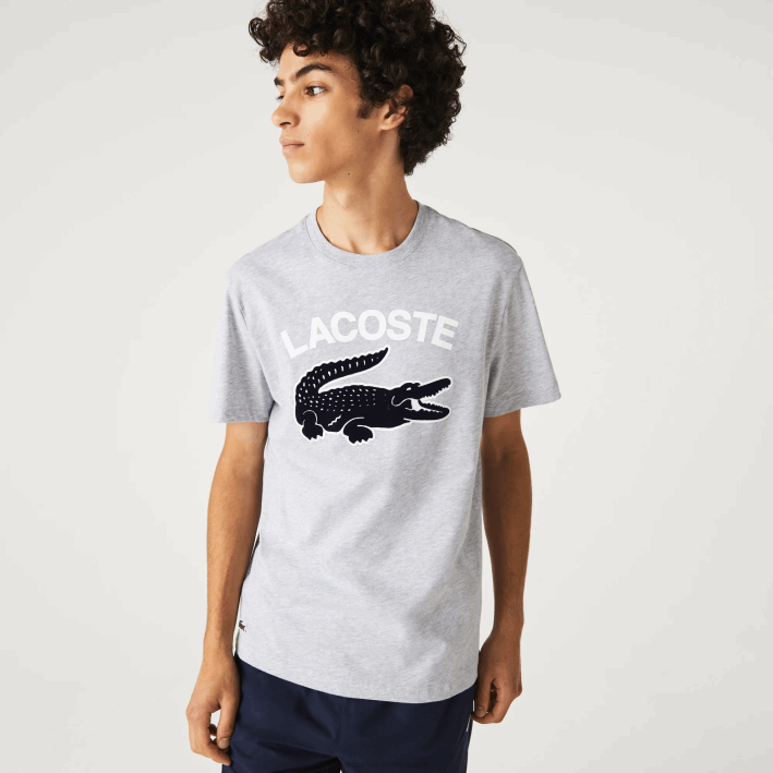 hombres Lacoste 6F24572 lomo gris cca camiseta regular fit con estampado de cocodrilo xl