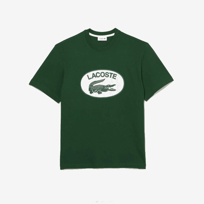 hombres Lacoste 6F24577 verde 132 playera regular fit con monograma de la marca