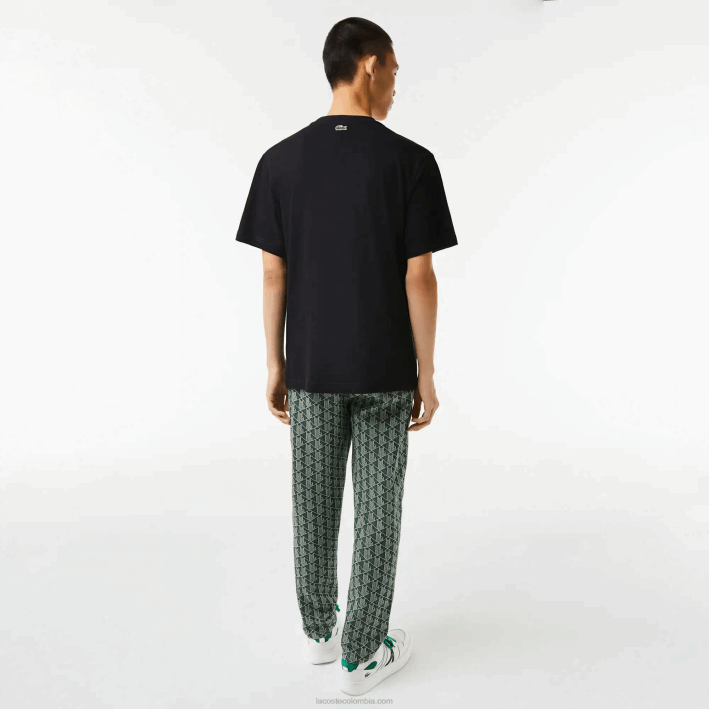 hombres Lacoste 6F24578 negro 031 playera regular fit con monograma de la marca