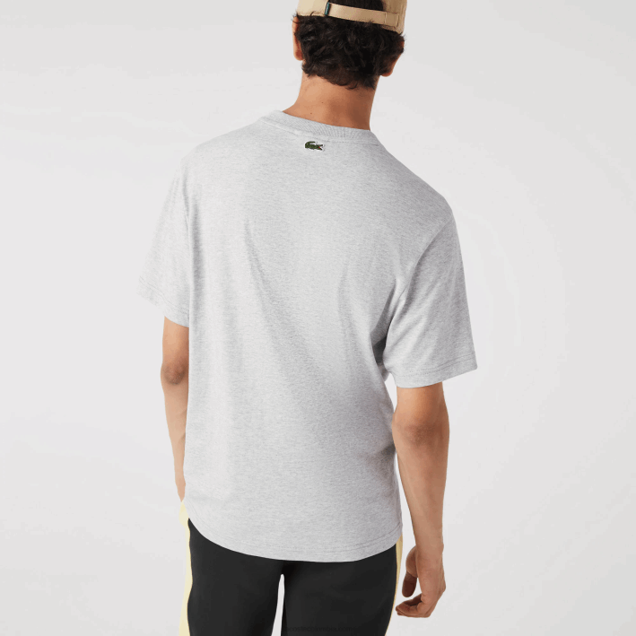 hombres Lacoste 6F24579 lomo gris cca playera regular fit con monograma de la marca