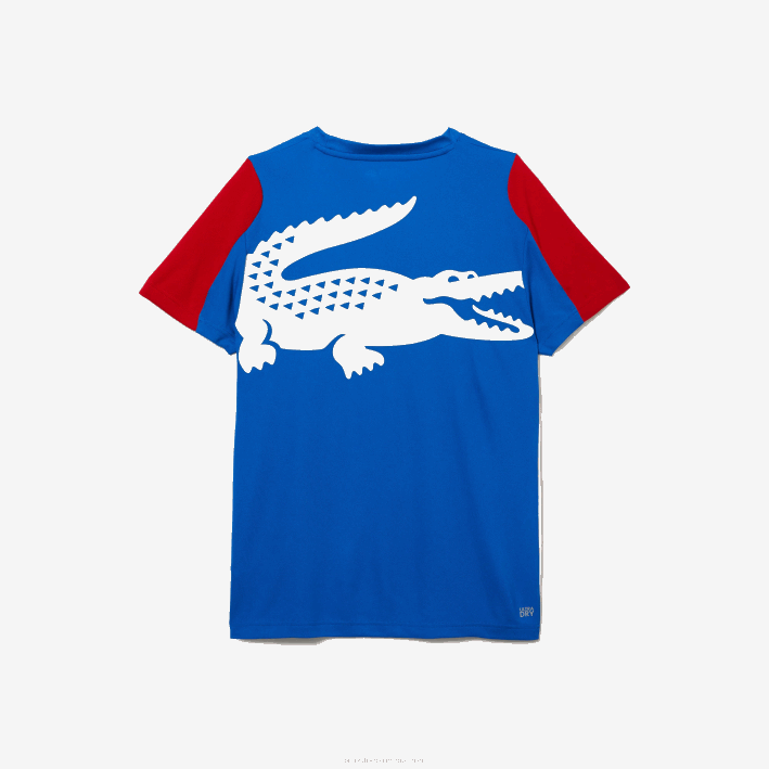 hombres Lacoste 6F24587 azul rojo blanco yh7 camiseta de tenis sport con estampado de cocodrilo