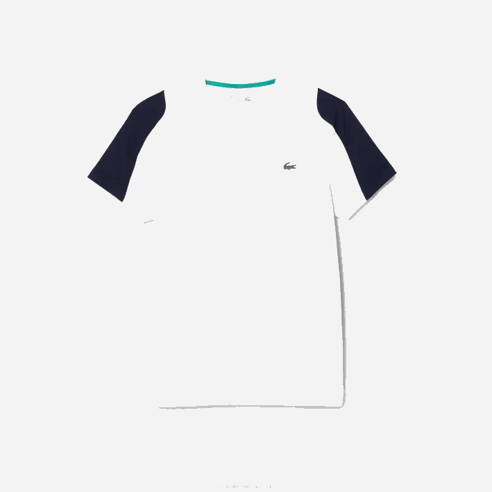 hombres Lacoste 6F24588 blanco verde azul marino yh9 camiseta de tenis sport con estampado de cocodrilo