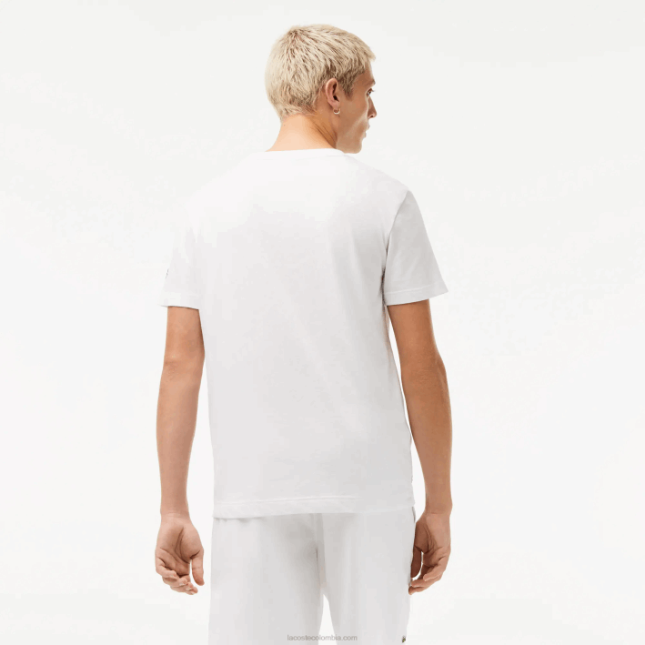 hombres Lacoste 6F24603 blanco 001 playera estampada sport x novak djokovic