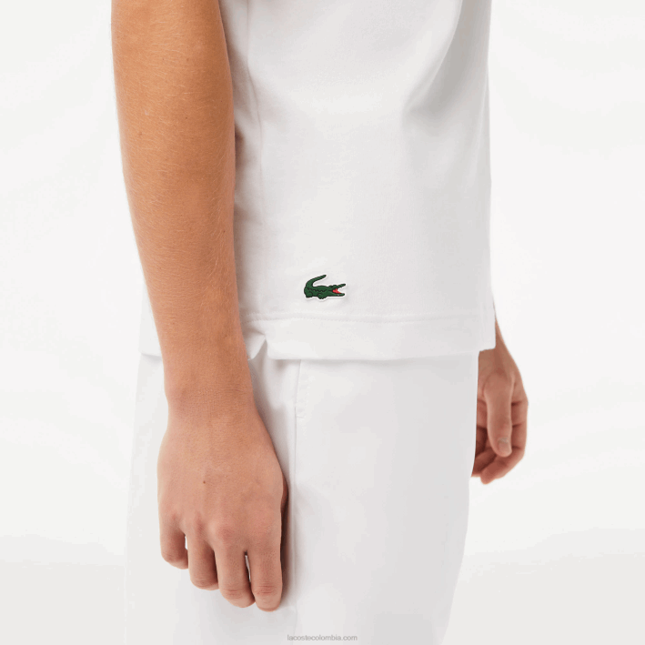 hombres Lacoste 6F24603 blanco 001 playera estampada sport x novak djokovic
