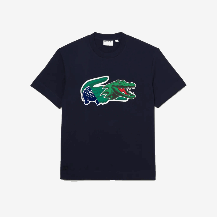 hombres Lacoste 6F24607 azul marino 166 camiseta oversize con cocodrilo