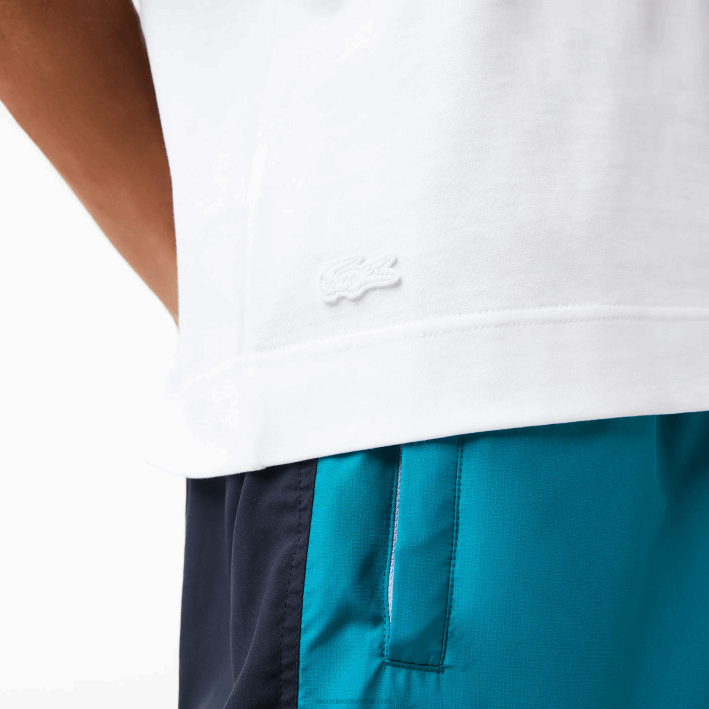 hombres Lacoste 6F24608 blanco 001 camiseta oversize con cocodrilo
