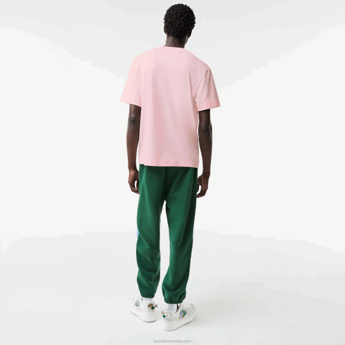 hombres Lacoste 6F24610 rosa claro t03 camiseta oversize con cocodrilo