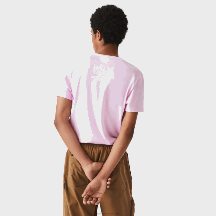 hombres Lacoste 6F24615 rosa z4h playera de punto de algodón pima con cuello en V
