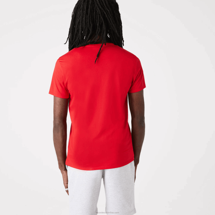 hombres Lacoste 6F24617 rojo 240 playera de punto de algodón pima con cuello en V