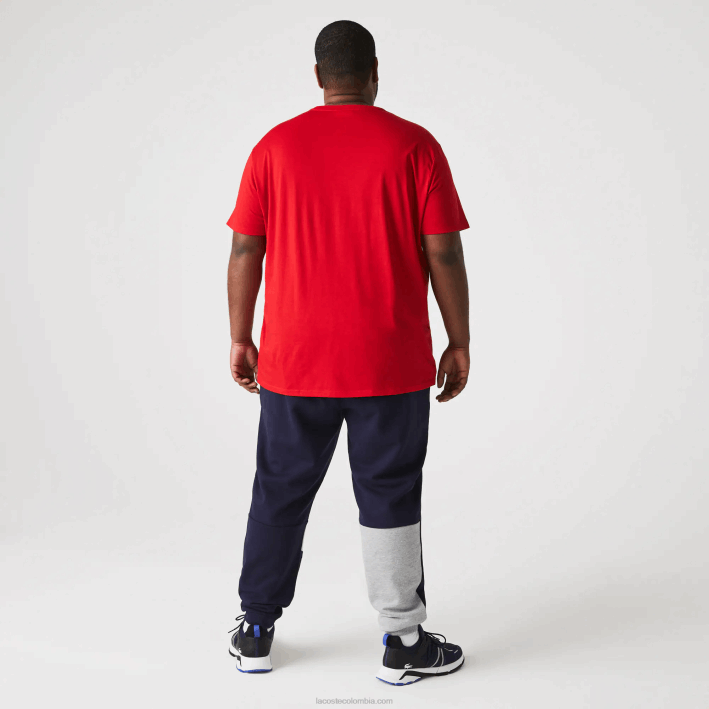 hombres Lacoste 6F24617 rojo 240 playera de punto de algodón pima con cuello en V