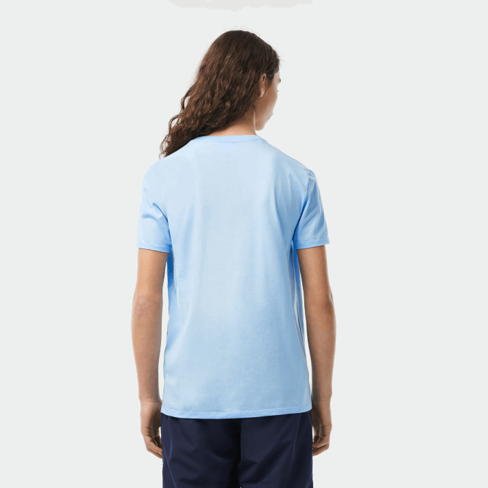 hombres Lacoste 6F24624 hbp azul playera de punto de algodón pima con cuello en V