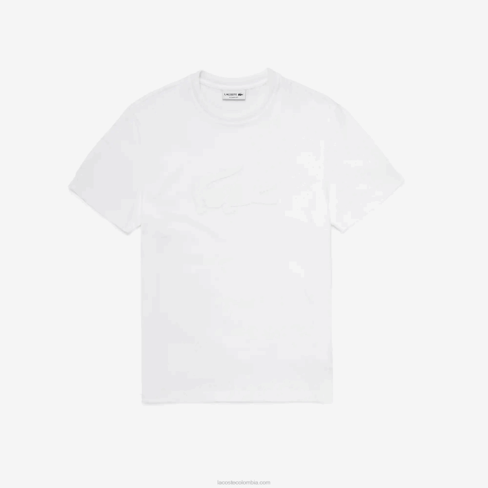 hombres Lacoste 6F24628 blanco 001 playera deportiva transpirable con estampado