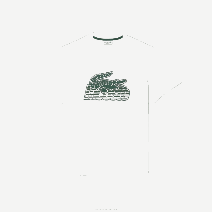 hombres Lacoste 6F2463 blanco 001 playera con estampado de jersey de algodón
