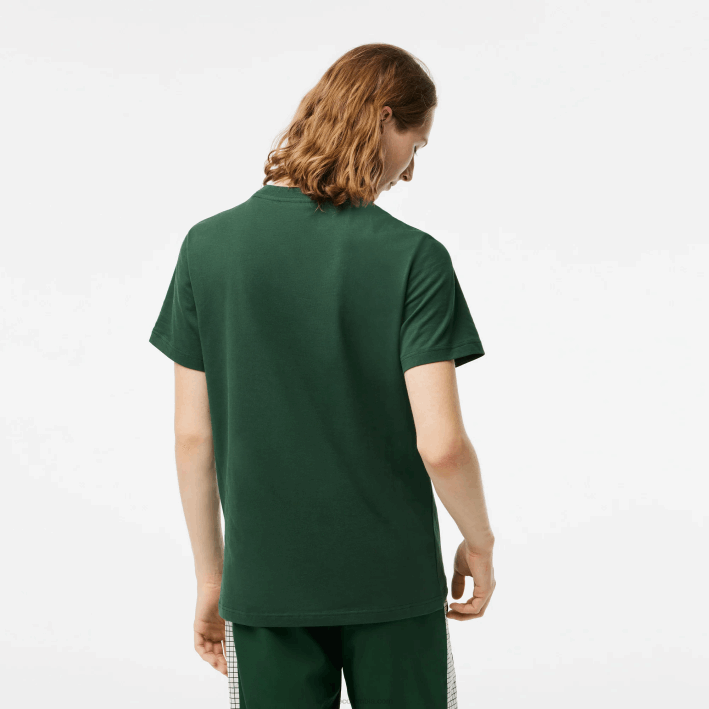 hombres Lacoste 6F2465 verde 132 playera con estampado de jersey de algodón