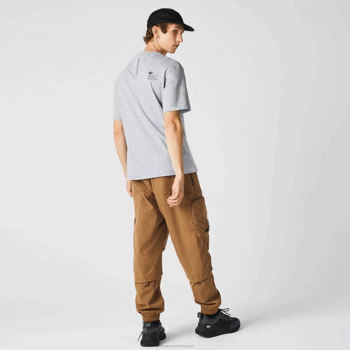 hombres Lacoste 6F24660 lomo gris cca playera con estampado de corte holgado