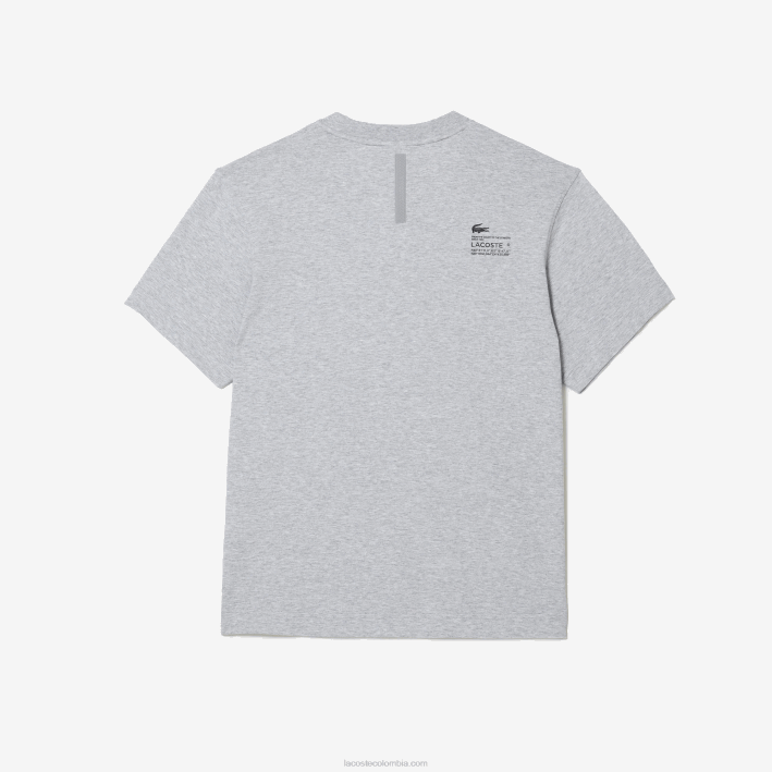 hombres Lacoste 6F24660 lomo gris cca playera con estampado de corte holgado