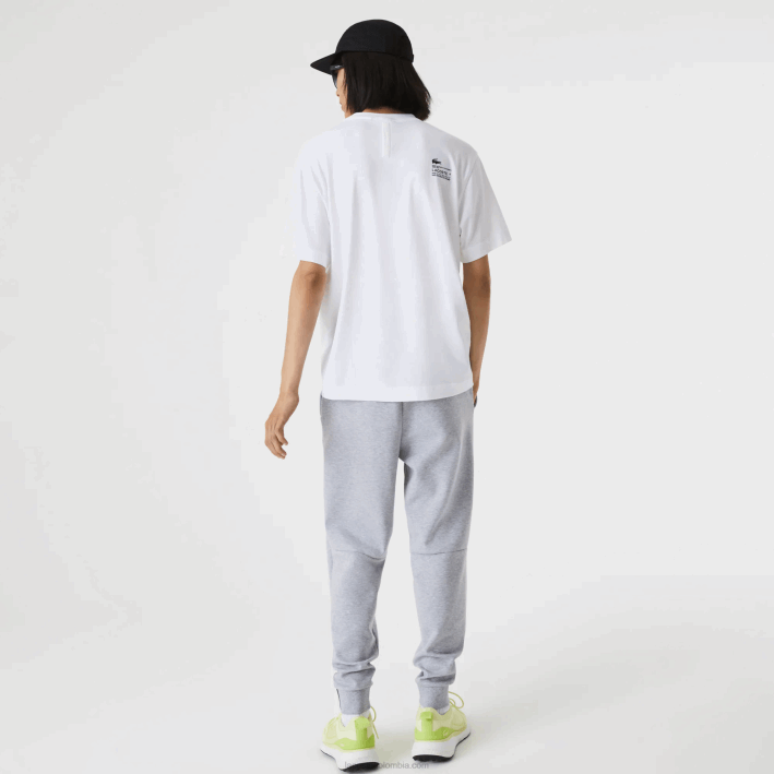 hombres Lacoste 6F24661 blanco 001 playera con estampado de corte holgado